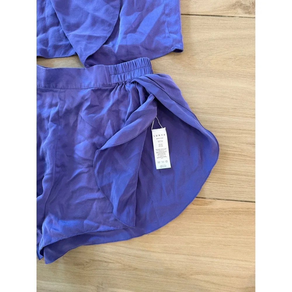 Lunya Washable Silk Set Purple Sleepwear Tank Shorts Small